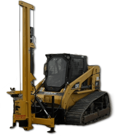 Black Cat Post Post Pounder on a skid steer